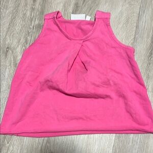Pink Pleated Sleeveless Tank Top